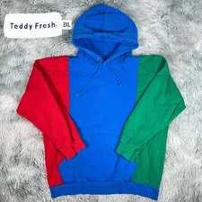 TEDDY FRESH Red Green Blue Color Block Heavyweight Fleece Lined Hoodie 2XL