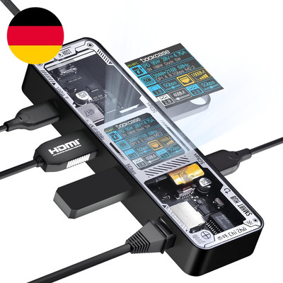 DOCKCASE Explorer Edition Smart USB C Hub 6-In-1 Mit Gigabit Ethernet, 4K@60Hz H