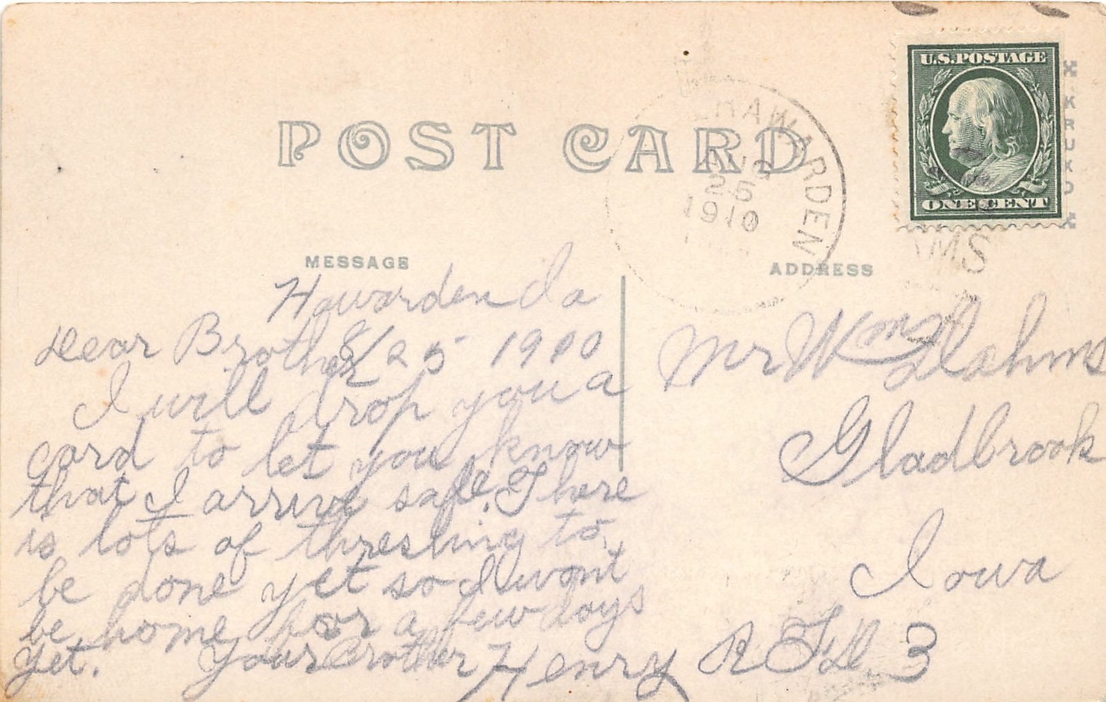 H47/ Howarden Iowa RPPC Postcard 1910 6View Main St  Church School