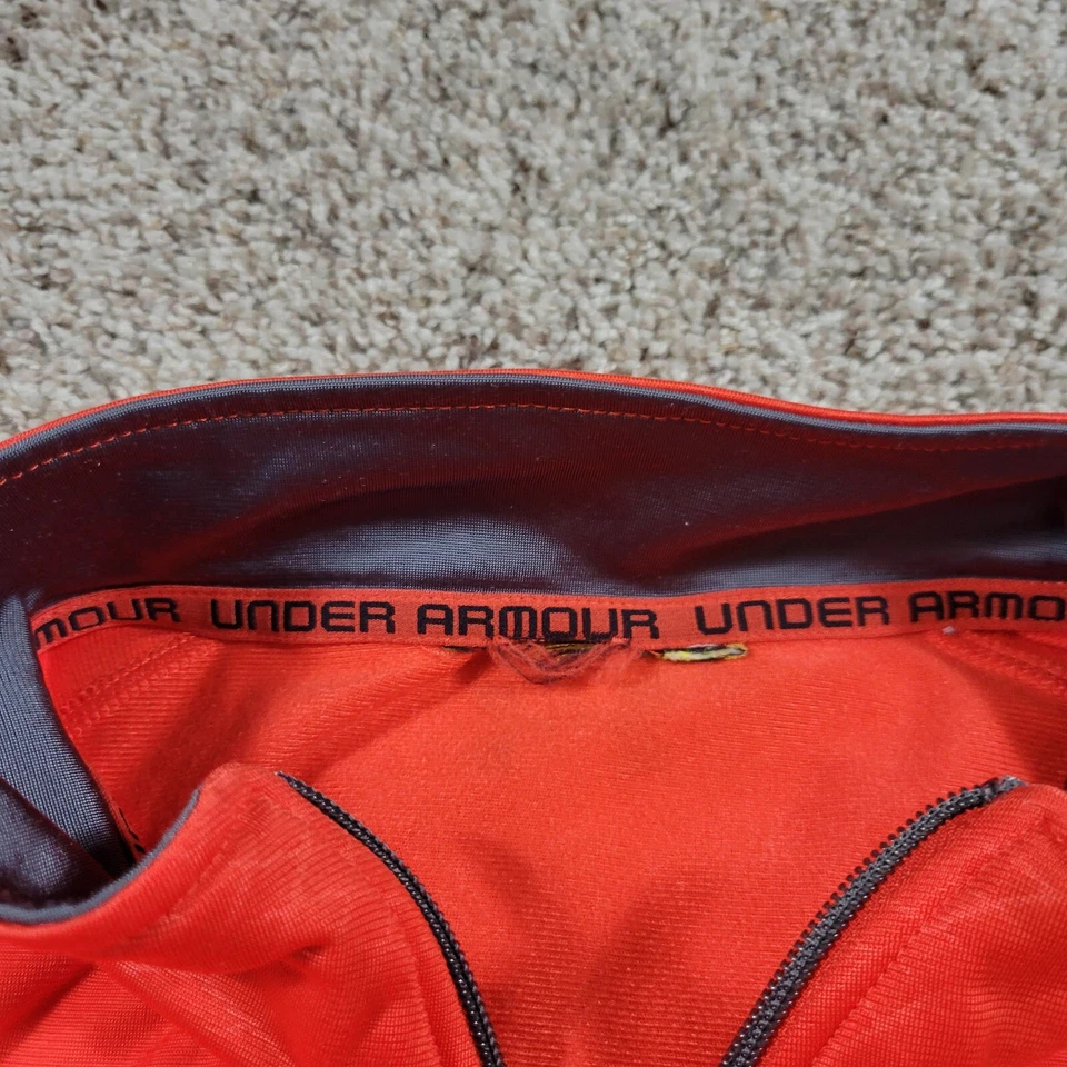 Chaqueta Under Armour Para Hombre Grande Naranja Gris Cremallera Completa Pista Rendimiento Spellout Foto 3 de 4