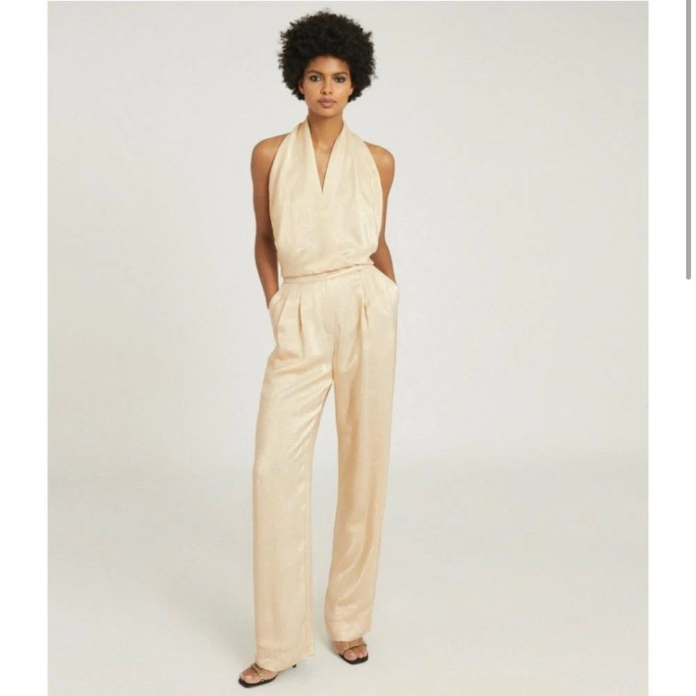 NWOT REISS Jody Metallic Jumpsuit 6 eBay