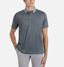 Hickey Freeman Men's Short Sleeve Polo Shirt, Dark Gray, Size XL