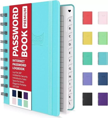 Password Book with Individual Alphabetical Tabs, 4''X5.5'' Small Password Notebook
