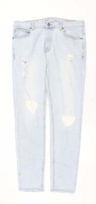 Denim Damen Jeans blau Baumwollmischung Straight Größe W34
