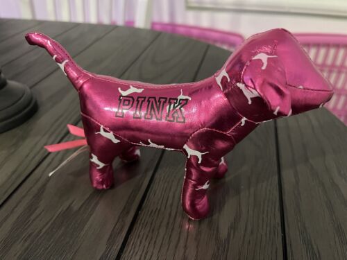 Victoria Secret VS Plush Metallic Bright Hot Pink Stuffed Animal DOG 9 Inches - Picture 1 of 5