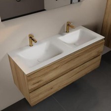 corian waschtisch set weiß aivy eco 120 cm chai doppelbecken mit hahnloch
