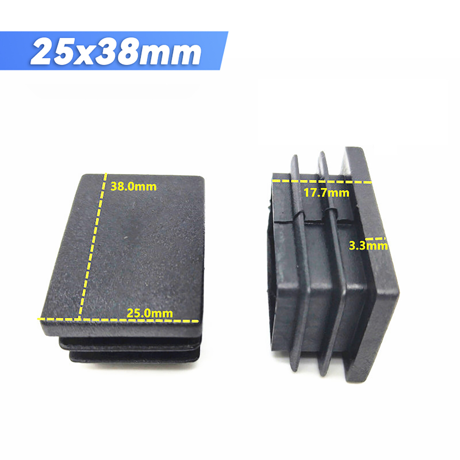 Rectangular Plastic End Caps Ribbed Plugs Blanking Inserts Tube Pipe