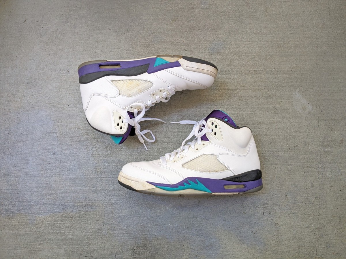 Nike Air Jordan 5 Retro Grape 2013 Men 9.5 Sneakers Shoes White
