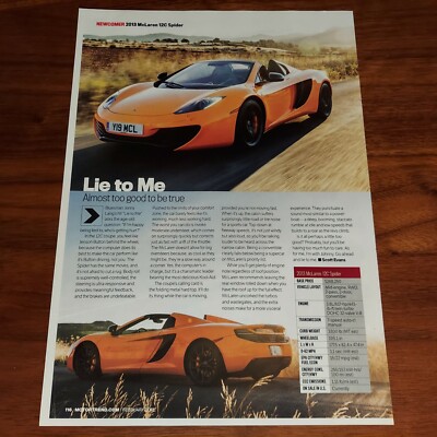 MCLAREN 12C SPIDER MAGAZINE ARTICLE MOTOR TREND ALMOST TOO GOOD TO BE TRUE