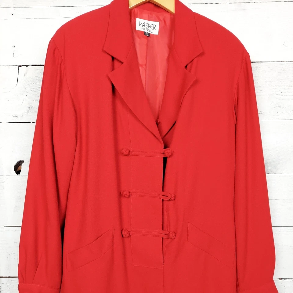 Vintage Kasper For A.S.L. Dress Womens 8 Red Sheath Lined Thick Shoulder Pad USA - Image 3 of 4