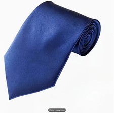 CLASSIC  NEW Men's Bright Navy Blue Tie Solid Color New Standard Neck Tie