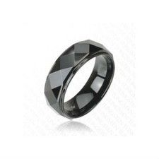Men's Teenage Tungsten Diamond Faceted Ring New Black 005K