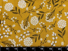 Tina Scrap 9"x21" Yellow Daisy Flower Autumn Garden Leaf Floral FABRIC COTTON