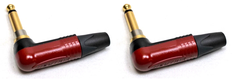 (2) Enchufe genuino NEUTRIK NP2RX-AU-SILENT ángulo recto 1/4" contacto dorado carcasa roja Foto 2 de 4