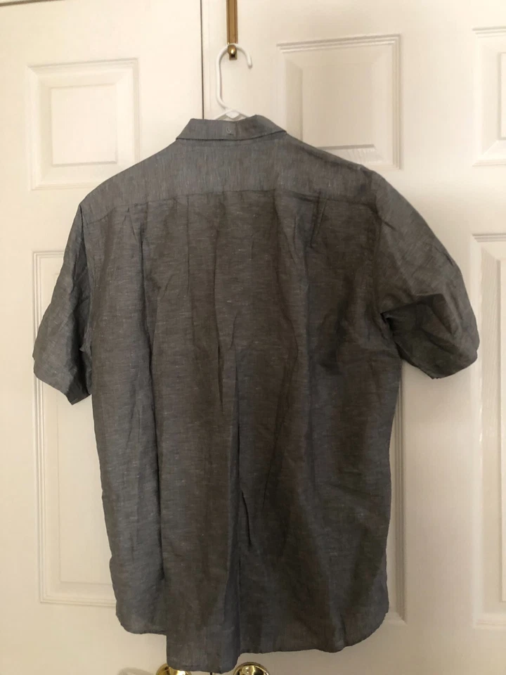 Camisa Uniqlo Talla L Gris Lino Algodón Hombre Foto 4 de 4