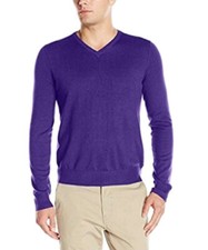 New IZOD Men's V-Neck Solid Fine Gauge Soft Sweater Prism Violet NWT