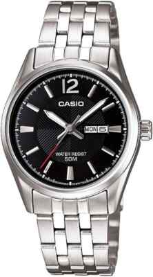 Casio LTP1335D-1AV Women's Standard Stainless Steel Day Date Black Dial Watch