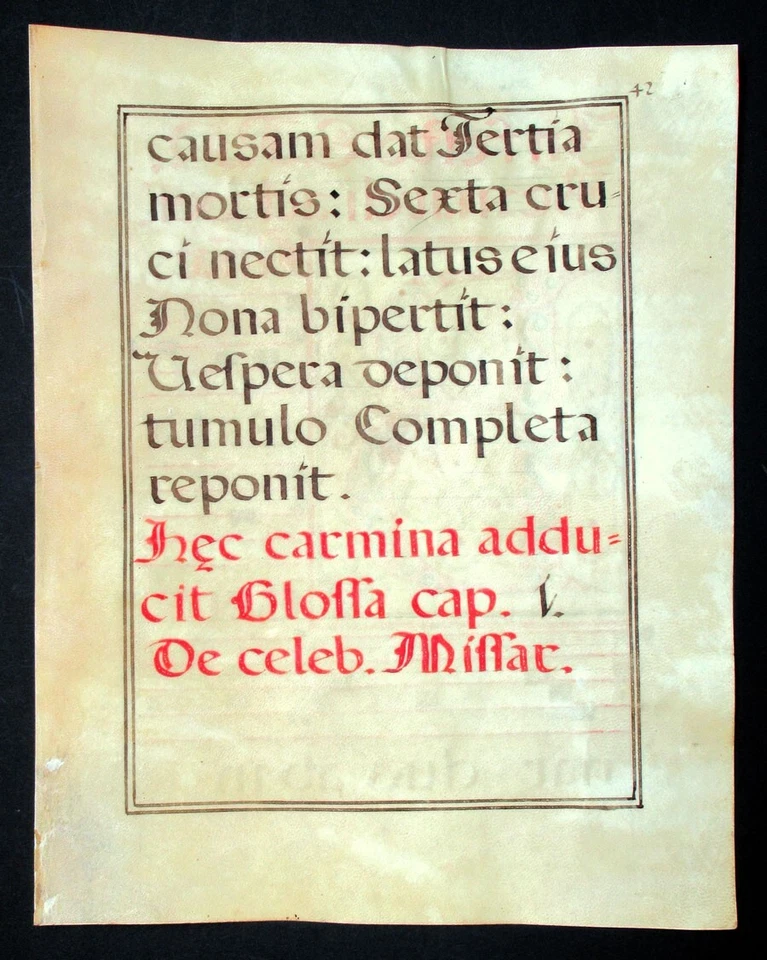 ILLUMINATED MANUSCRIPT CHOIRBOOK LEAF SPAIN c 1600, LARGE ELABORATE INITIAL "B" - Image 4 of 4