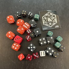 HUGE Six Sided D6 12mm-16mm Rounded  Squared Red Black Green White Dice Die Lot