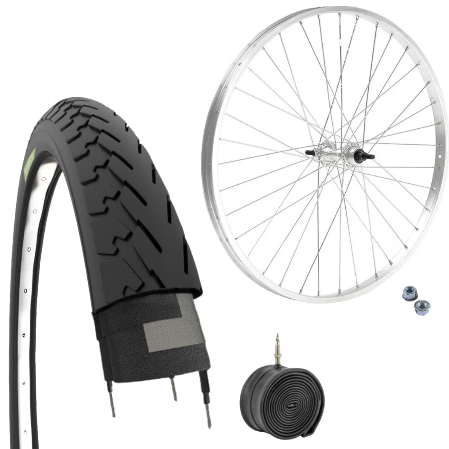 Ruota Posteriore 26 X 1 3/8 Per City Bike Olandese – Cerchio Alluminio, Copertone Ecovelò E Camera D’Aria Inclusi