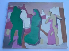 Jo Cain PAINTING ANTIQUE EXPRESSIONISM Mid Century NUDE AMERICAN CUBISM RARE