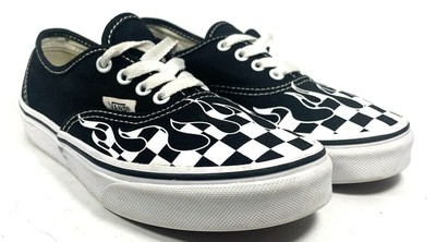 black checkered flame vans