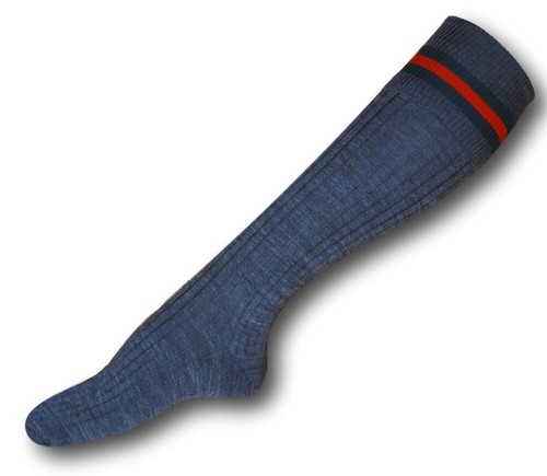 Knee Length Turnover Top School Uniform Socks From New Zealand Grey Navy + Trim - Picture 8 of 16