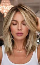 Balayage Beige Blonde Highlight Wavy Bob Wig 100 Human Hair Lace Front Wigs