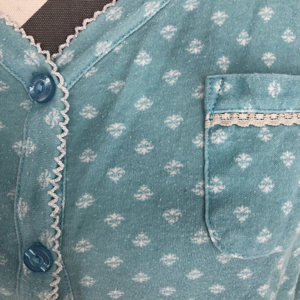 KAREN NEUBURGER Encore Ropa de Dormir Azul Abotonada Manga Larga Bolsillo Camisa Pequeña Foto 2 de 4