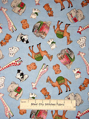 Animal Cat Dog Giraffe Blue Cotton Fabric Newcastle Paper Dolls Collection Yard