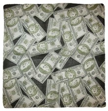 22"x22" Multiple 50  100 Dollar Bills 100 Cotton Bandana