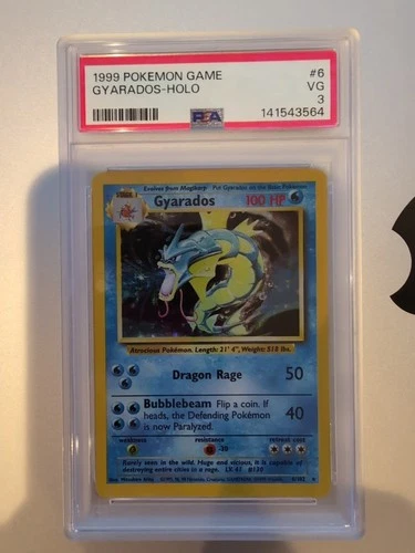 1999 POKEMON BASE SET UNLIMITED #6 GYARADOS-HOLO PSA 3