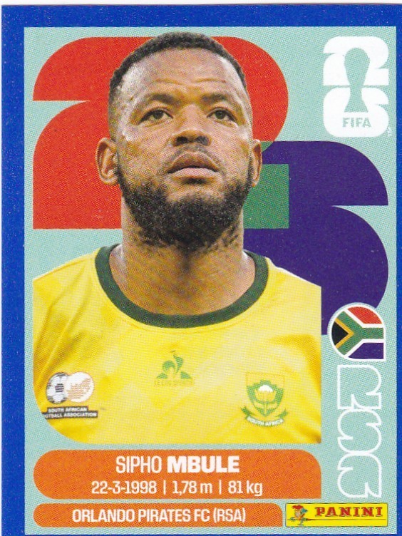 2026 PANINI FIFA World Cup SSP BLUE Sticker #RSA16 Sipho Mbule - South Africa