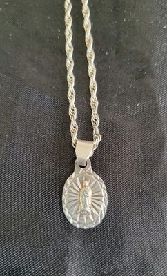Medallita Jungfrau Maria Anhänger und Halskette mit 24'' Kette Sterlingsilber
