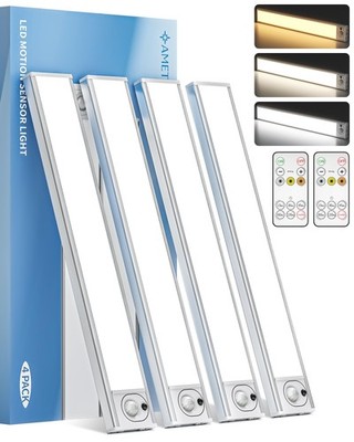 12inch Under Cabinet Lighting with Remote, 2400mAh Rechargeable Motion Sensor...