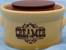 Pfaltzgraff Village Creamer Crock w/ Wood Lid...