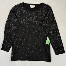 NWT Cocobleu sweater Black Petit Medium Beaded Stylish