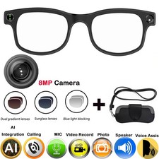 4K AI Smart Glasses Camera Bluetooth Call Voice Assistant Music and Translate