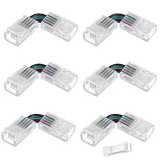 6 PCS 10mm L Shape 4 Pin LED Corner Connectors Unwired Gapless Solderless