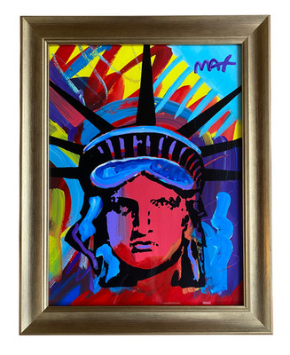 Peter Max ''Statue of Liberty'' Signed Acrylic Painting on Paper Framed