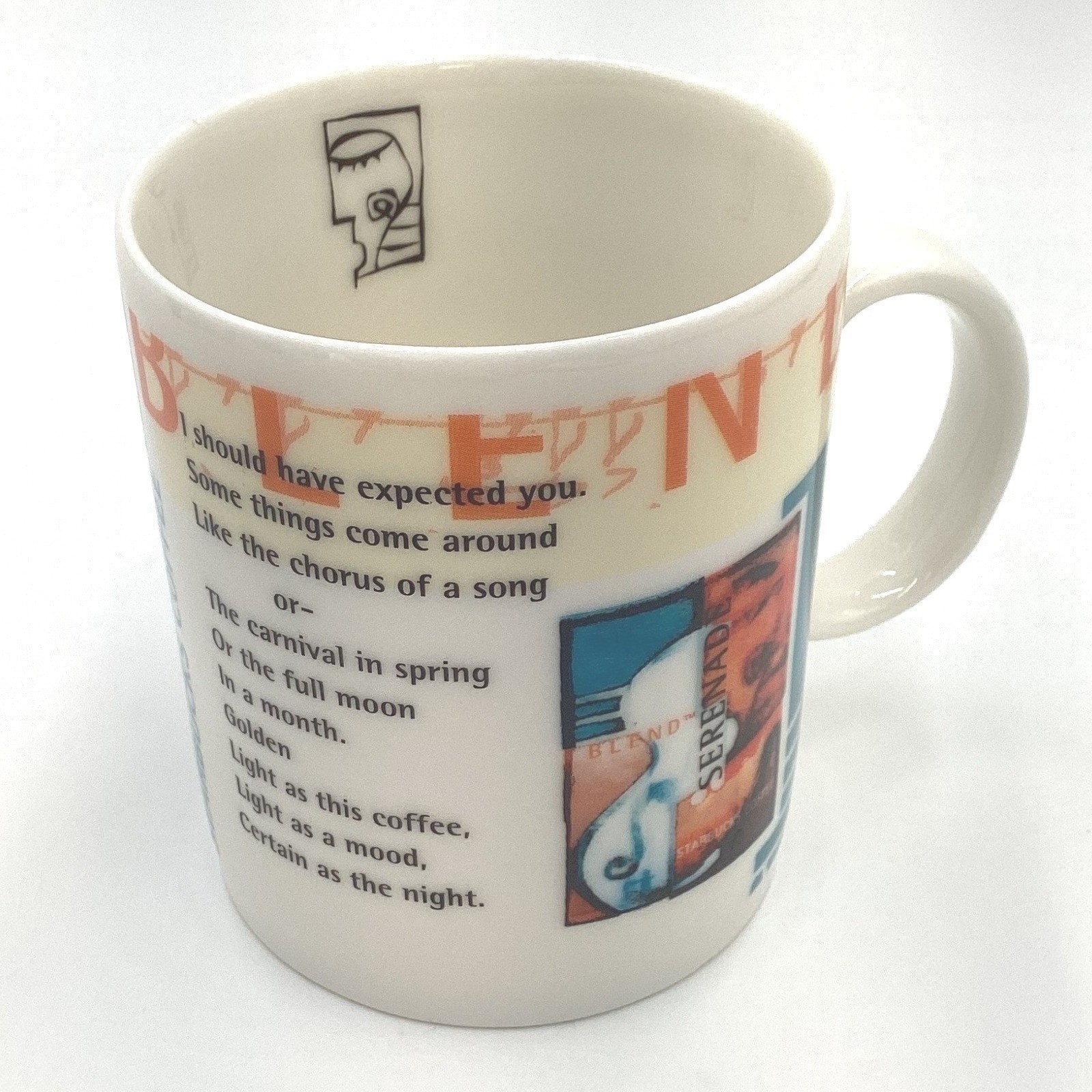 Starbucks Wilder Dimensions Serenade Blend Poetry Coffee Mug Abstract Art Blue