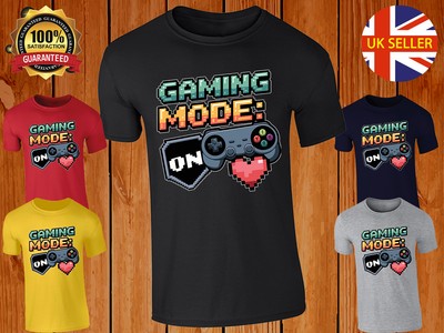 Gaming Mode T-Shirt Herren Retro Pixel Gamer Videospiel Controller Lustig Geek Tee