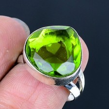 Peridot Handmade 925 Sterling Silver Jewelry Ring US Size 8