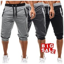 Men's 3/4 Capri Jogger Sports Shorts Gym Casual Harem Pants Long Trousers Sports
