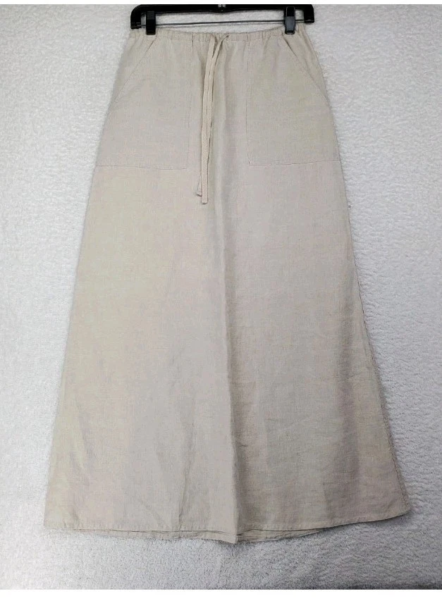 NWOT "Eddie Bauer" Wmn's LINEN Skirt LG Beige Drawstring Maxi Boho Lagenlook
Opens in a new window o