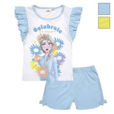 Pyjama Fille Disney FROZEN T-Shirt Et Pantalon Court Estival En Coton 6794