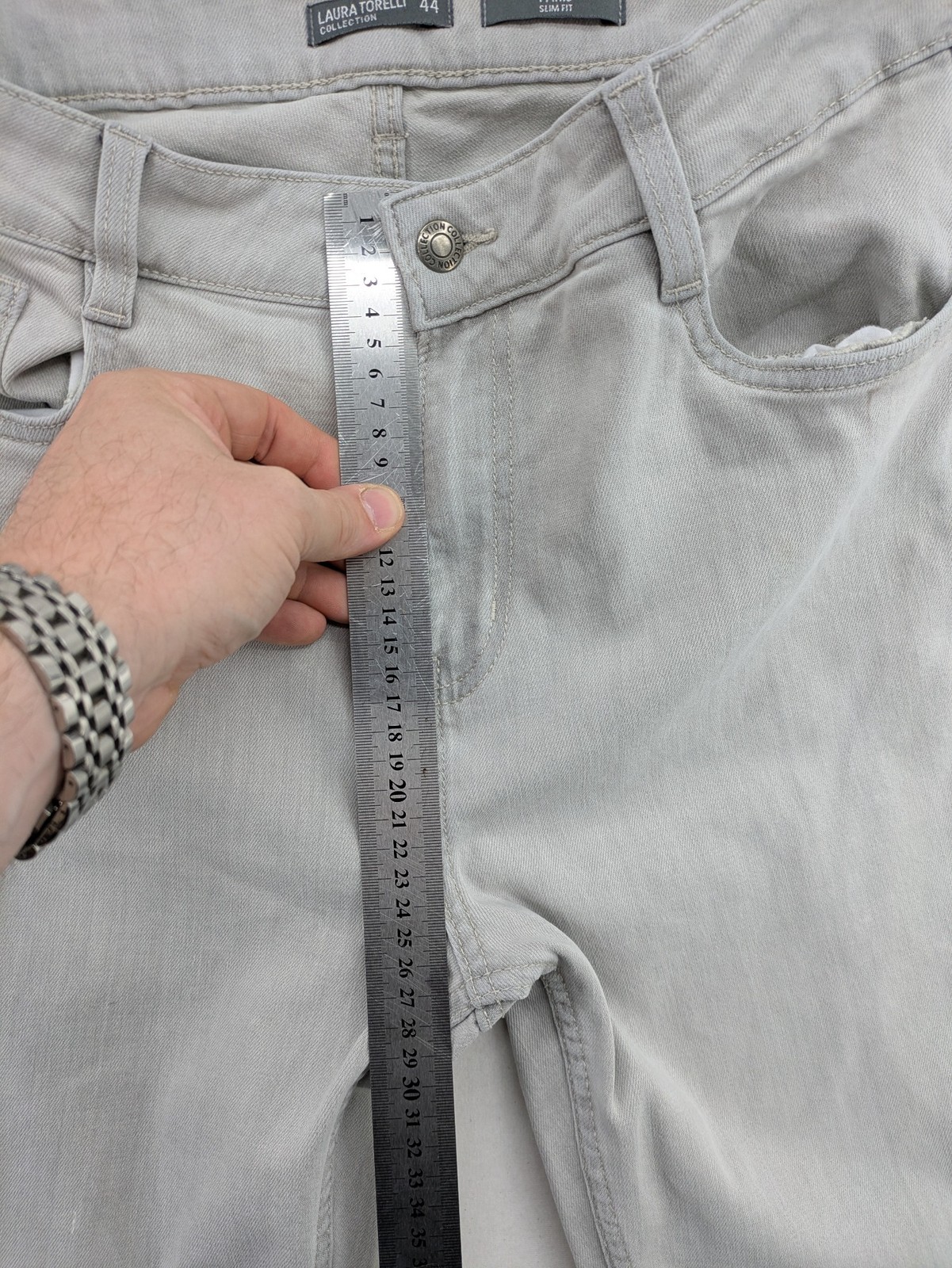 Laura Torelli Damen Paris Slim Fit Jeans Größe 44 Grau Stretch Denim Hose image 6