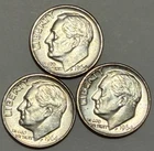 1964-D Roosevelt Silver Dime Lot BU Uncirculated 90% Silver 3 Coin Lot