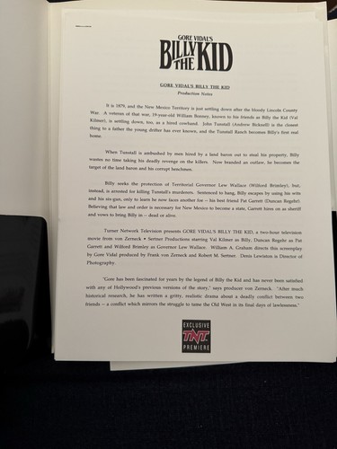 Gore Vidal’s Billy the Kid TNT TV Movie Press Kit 1989 Val Kilmer - Bild 2 von 16