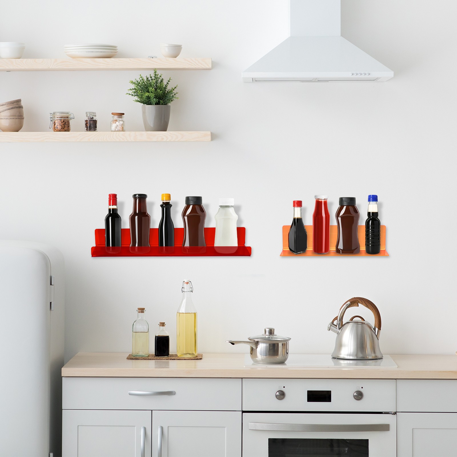 2 Pack Acrylic Shelves for Wall, 9 Inch White Floating Shelves Wall Mount